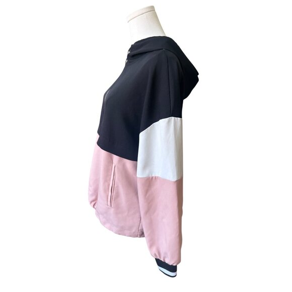Zara Womens Colorblock Hooded Lightweight Track Jacket Size M 1/4 Zip Athletic - Picture 5 of 8